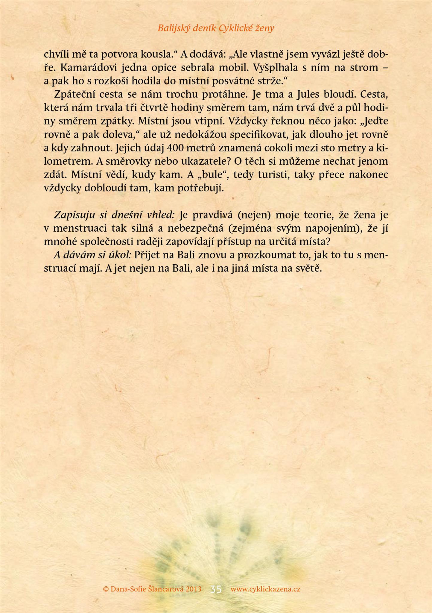 Balijský deník Cyklické ženy, str. 35